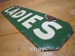 LADIES Old Double Sided Porcelain Gas Station Advertising Sign Texaco Sinclair