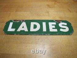 LADIES Old Double Sided Porcelain Gas Station Advertising Sign Texaco Sinclair