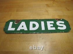 LADIES Old Double Sided Porcelain Gas Station Advertising Sign Texaco Sinclair