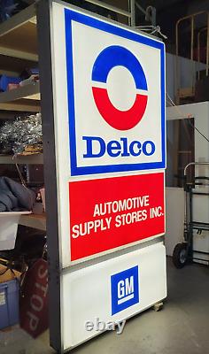 LARGE Delco Automotive Supply Stores Double Sided Light Up Sign GM 97 x 48