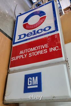 LARGE Delco Automotive Supply Stores Double Sided Light Up Sign GM 97 x 48