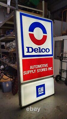 LARGE Delco Automotive Supply Stores Double Sided Light Up Sign GM 97 x 48