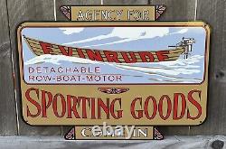 LARGE Evinrude Double Sided Thick Metal Sign Boat Water Row Sporting Gas Oil