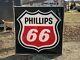 Large Original Phillips 66 Sign Double Sided In Hanger Vintage Gas Oil Station