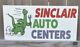 Large Sinclair Thick Metal Double Sided Sign Gas Oil Dealer Station Dino Auto