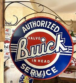 LARGE VINTAGE''BUICK'' DOUBLE SIDED With BRACKET & 30 PORCELAIN SIGN