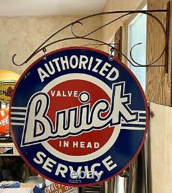LARGE VINTAGE''BUICK'' DOUBLE SIDED With BRACKET & 30 PORCELAIN SIGN