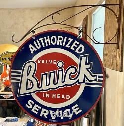 LARGE VINTAGE''BUICK'' DOUBLE SIDED With BRACKET & 30 PORCELAIN SIGN