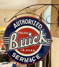 LARGE VINTAGE''BUICK'' DOUBLE SIDED With BRACKET & 30 PORCELAIN SIGN