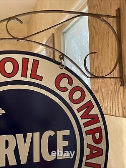 LARGE VINTAGE''STANDARD OIL'' DOUBLE SIDED With BRACKET 30 INCH PORCELAIN SIGN