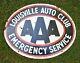 Louisville Ky Aaa Auto Club Old Antique Porcelain Sign Double Sided Gas Oil Car