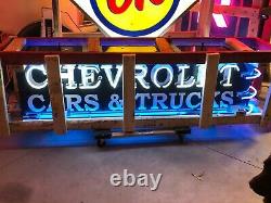 LQQK! CHEVROLET GM Chevy Dealer DOUBLE SIDED Outdoor NEON Car Truck Collection