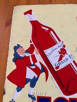 L'Echanson French Wine Advertising Porcelain Sign Double Sided Vintage France