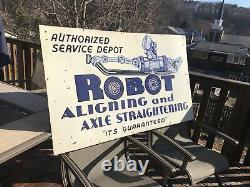 Large 1950s Robot Aligning And Axle Double Sided Porcelain Sign