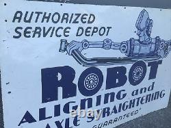 Large 1950s Robot Aligning And Axle Double Sided Porcelain Sign