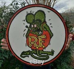 Large 24 1961 Dated Rat Fink Porcelain Sign Double Sided Rare