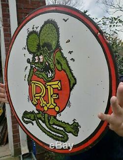 Large 24 1961 Dated Rat Fink Porcelain Sign Double Sided Rare