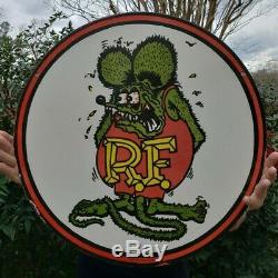 Large 24 1961 Dated Rat Fink Porcelain Sign Double Sided Rare