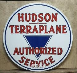 Large 48 Hudson Authorized Service Porcelain Enamel Double Sided Sign