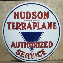 Large 48 Hudson Authorized Service Porcelain Enamel Double Sided Sign