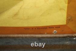 Large 62 Vintage 1952 Coca Cola Soda Pop With Frame 2 Side Sign