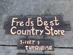 Large Antique Rustic Wood Panel Hanging Hand Painted Double Sided Trade Sign