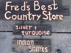 Large Antique Rustic Wood Panel Hanging Hand Painted Double Sided Trade Sign