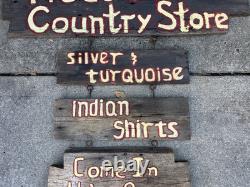 Large Antique Rustic Wood Panel Hanging Hand Painted Double Sided Trade Sign