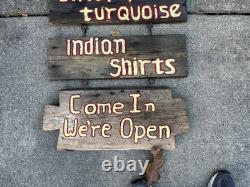 Large Antique Rustic Wood Panel Hanging Hand Painted Double Sided Trade Sign