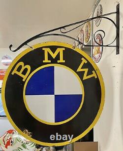 Large Bmw 30 Porcelain 2 Sided Double Sided Sign With Wall Bracket