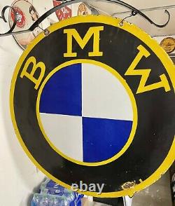 Large Bmw 30 Porcelain 2 Sided Double Sided Sign With Wall Bracket