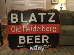 Large Double Sided Blatz Beer Porcelain Sign 45 x 36