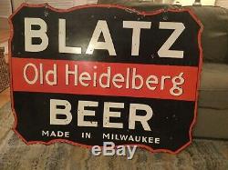 Large Double Sided Blatz Beer Porcelain Sign 45 x 36