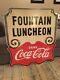 Large Double Sided Coca Cola Luncheon Porcelain Sign
