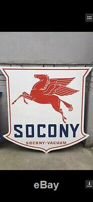Large Double Sided SOCONY Pegasus Porcelain Sign 42 X 42