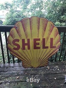 Large Double Sided Shell Porcelain Sign