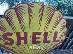 Large Double Sided Shell Porcelain Sign