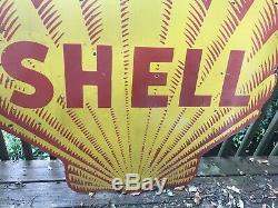 Large Double Sided Shell Porcelain Sign