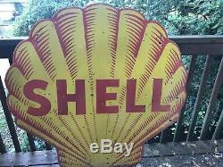 Large Double Sided Shell Porcelain Sign