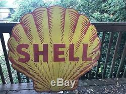 Large Double Sided Shell Porcelain Sign