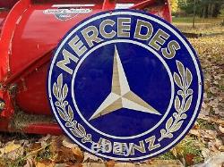 Large Double-sided Mercedes Benz Sevices Porcelain Enamel Car Dealership Sign