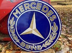 Large Double-sided Mercedes Benz Sevices Porcelain Enamel Car Dealership Sign