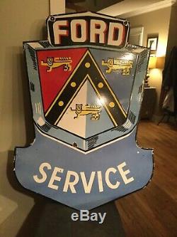 Large Ford Service Double Sided Porcelain Sign