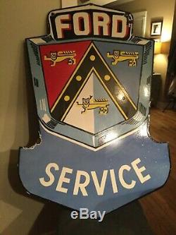 Large Ford Service Double Sided Porcelain Sign
