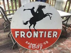 Large Frontier Gasoline Double Sided Porcelain Sign