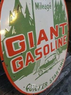 Large Giant Gasoline Double Sided Porcelain Sign