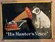 Large Hmv Enamel Sign 1970s His Masters Voice Double Sided Shop Sign