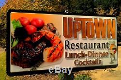 Large Lighted Outdoor Business Sign -Restaurant double sided approx. 8x5