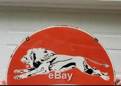 Large Lion Gasoline 30 Double Sided Porcelain Sign