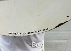 Large Lion Gasoline 30 Double Sided Porcelain Sign